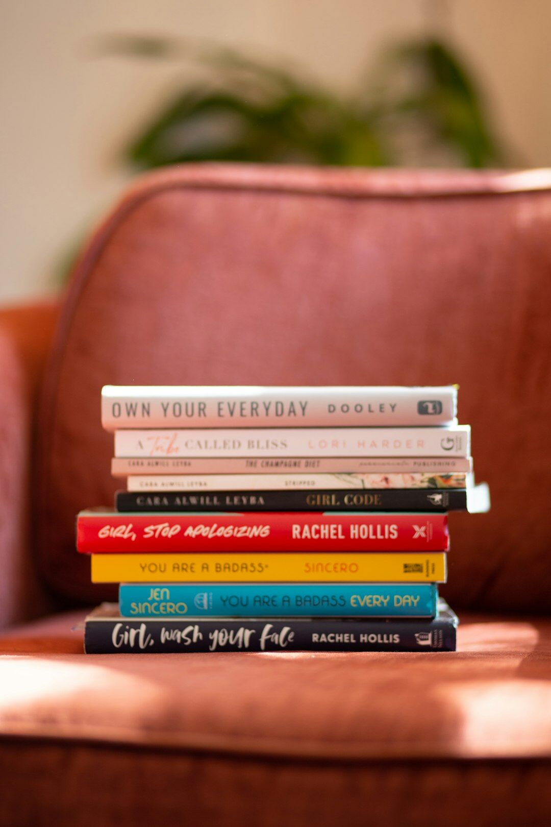 stack of biography books